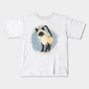 Saucy Siamese Kitten in blue Kids T-Shirt